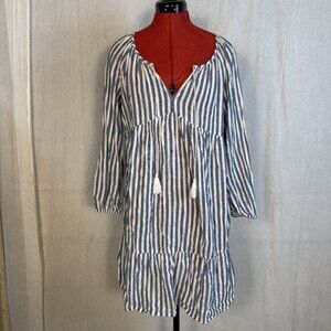 Old Navy Womens Nautical Tiered Striped Midi Swing Shirt Dress Size Small F422
